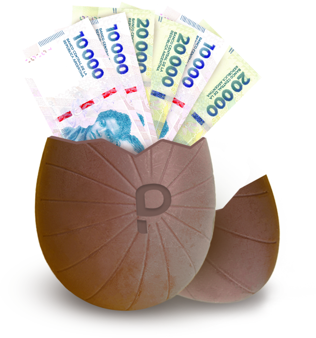 Huevo de Pascua Pareto con billetes